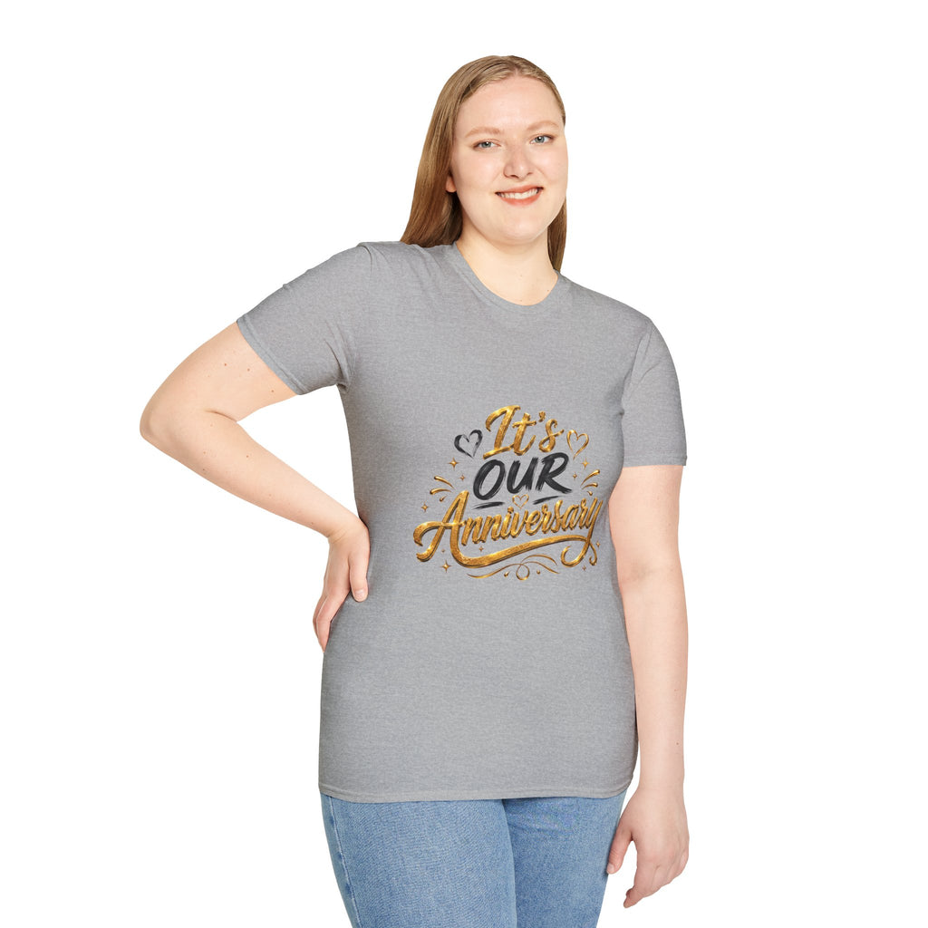 Anniversary T-Shirt — "It's Our Anniversary" Gold Script Tee