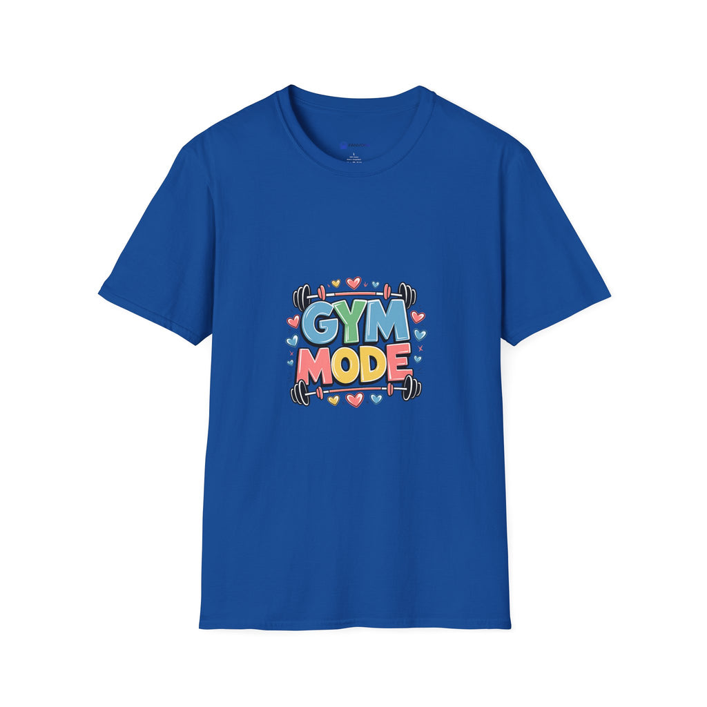 Gym Mode T-Shirt — Cute Barbell Fitness Tee for Gym Lovers