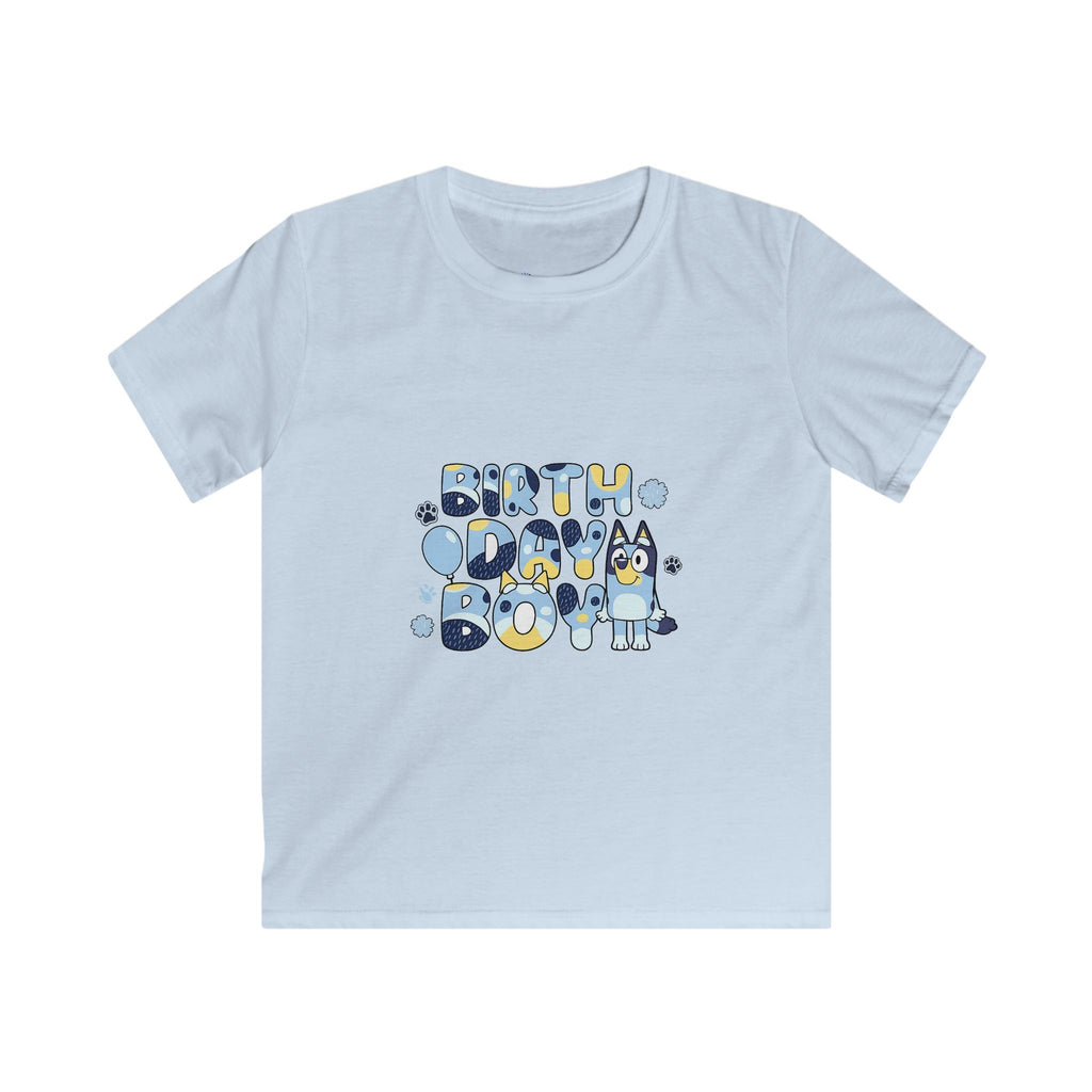 Kids Tee — Cute Blue "Birthday Boy" Bubble Letter Shirt