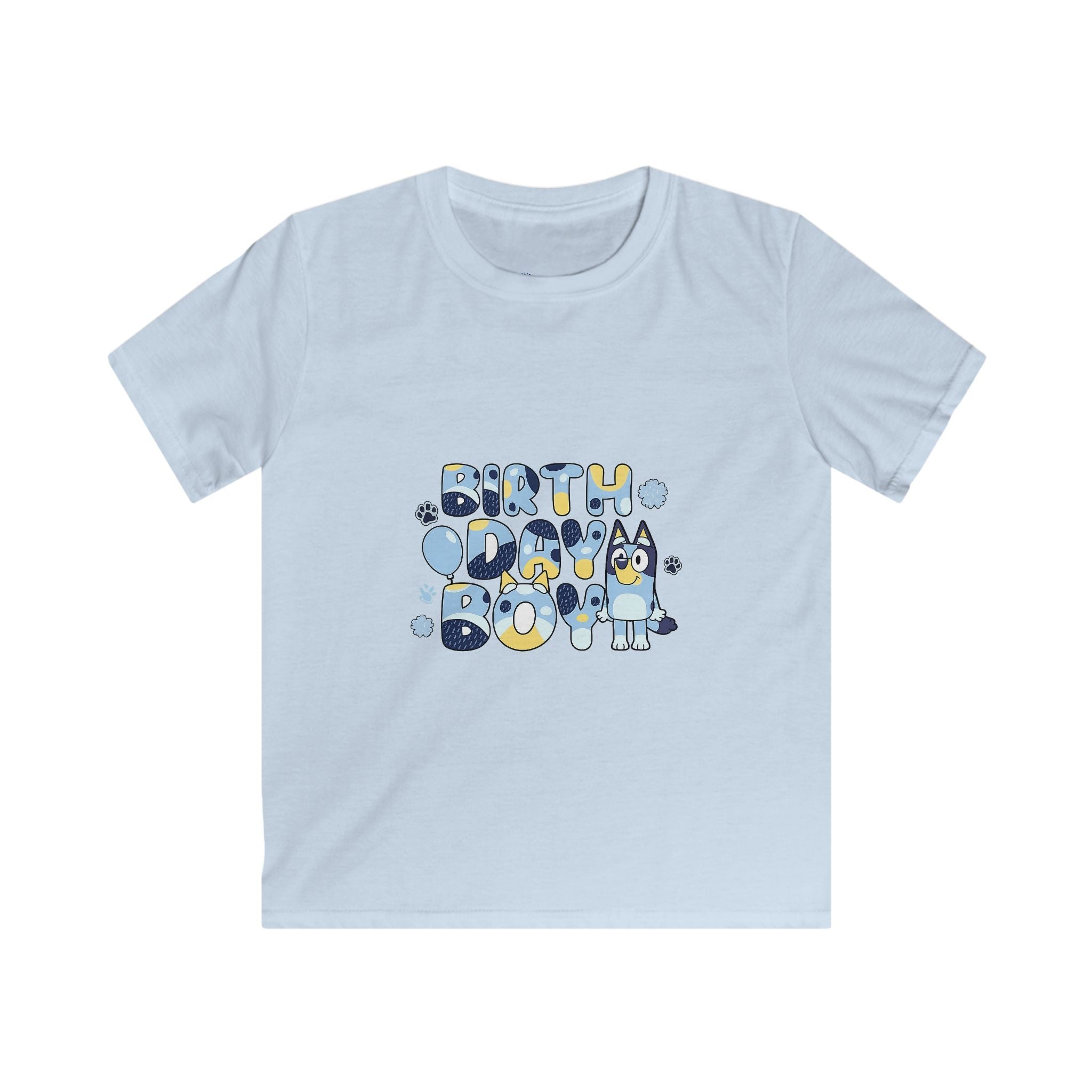 Kids Tee — Cute Blue "Birthday Boy" Bubble Letter Shirt