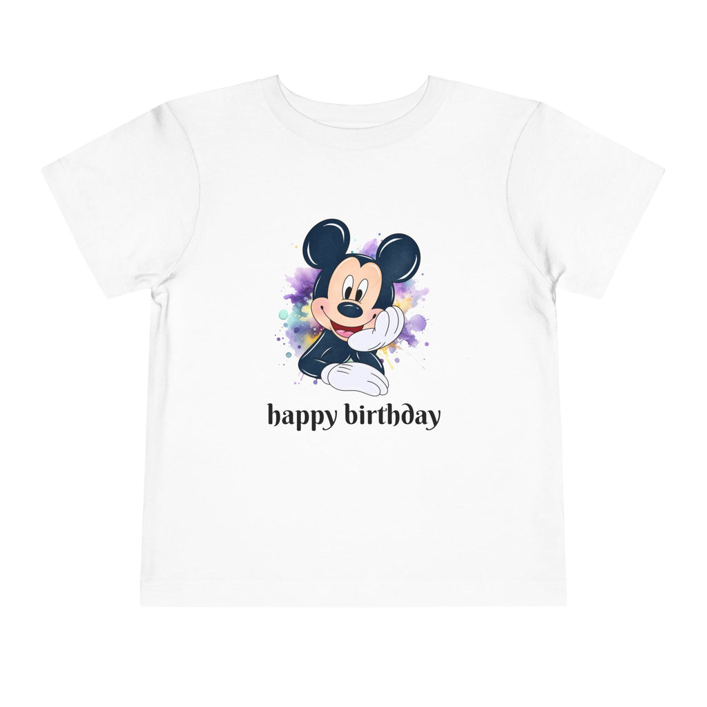 Toddler Tee — Cute Mickey "happy birthday" Birthday Shirt for Kids