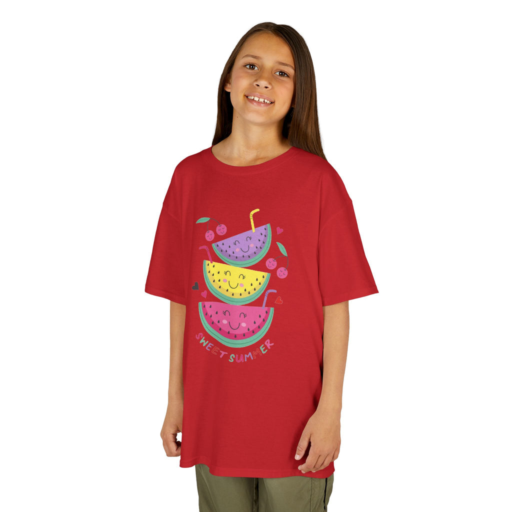 Kids T-Shirt — Cute Stacked Watermelon Illustration with "Sweet Things" Text