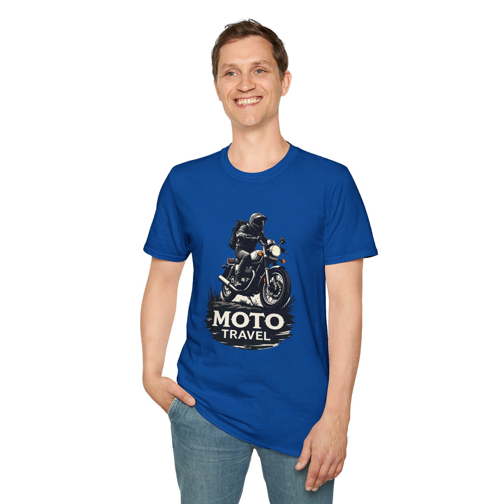 Moto Travel T‑Shirt — Vintage Motorcycle Rider Tee