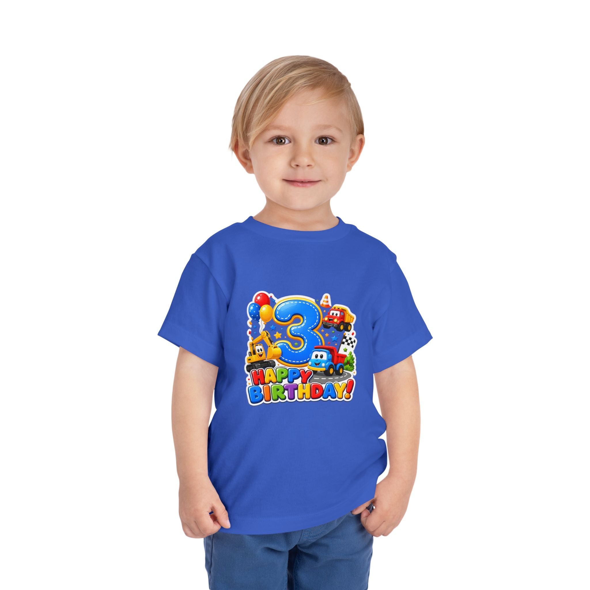 Toddler Birthday Tee — "3" Race Car Happy Birthday Shirt
