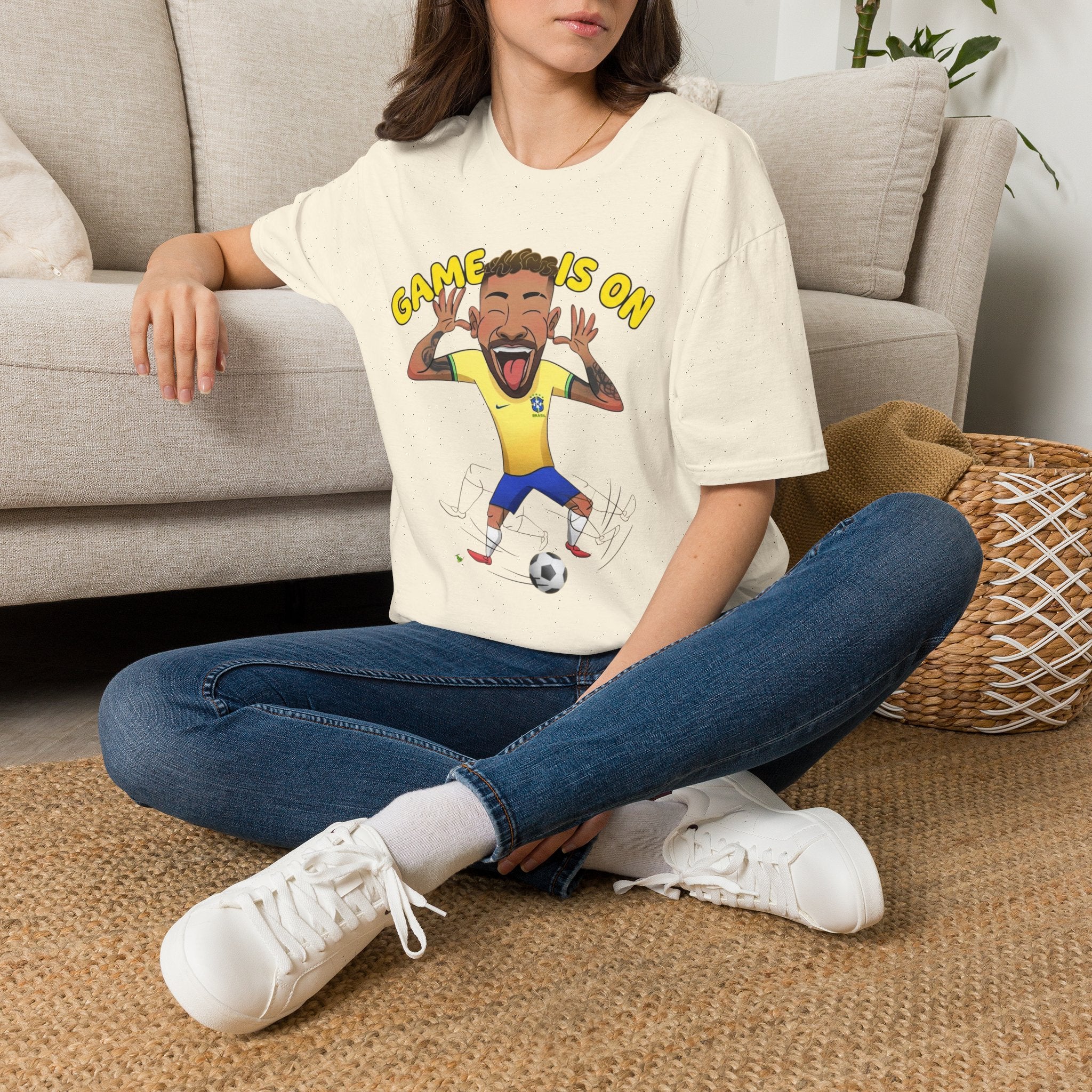 Soccer 'Game Is On' Graphic funny figure design  T‑Shirt