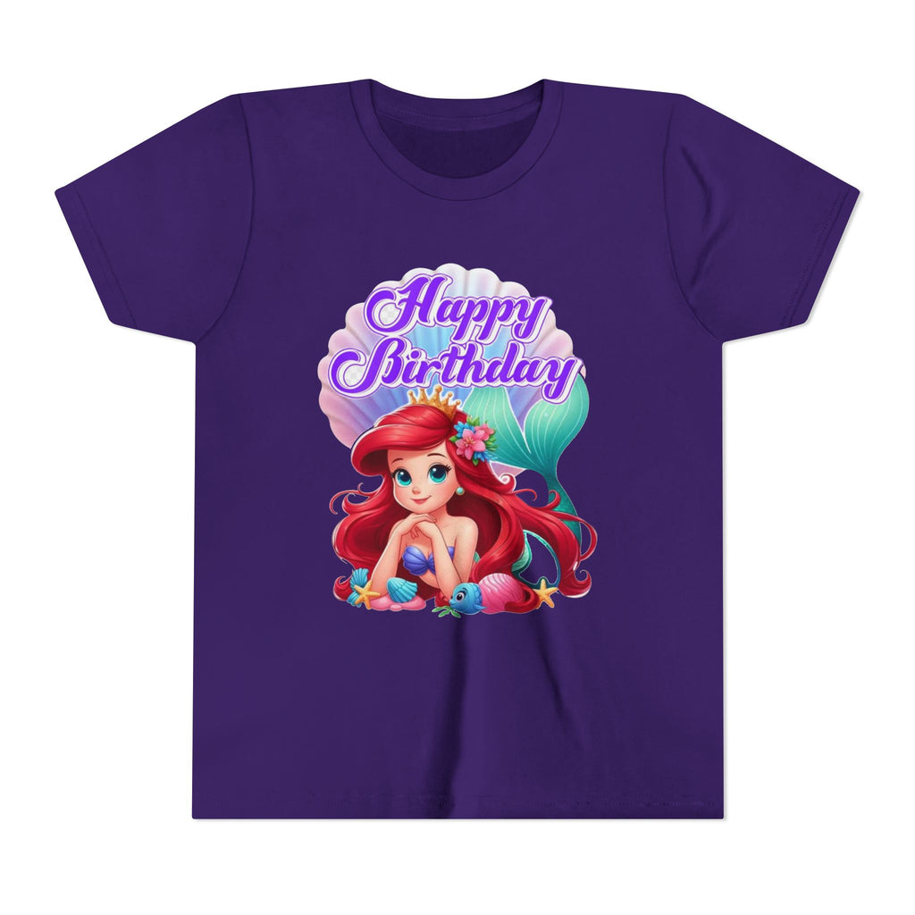 Birthday Youth Tee - Cute Mermaid "Happy Birthday" Graphic