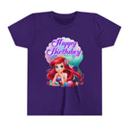 Birthday Youth Tee - Cute Mermaid "Happy Birthday" Graphic