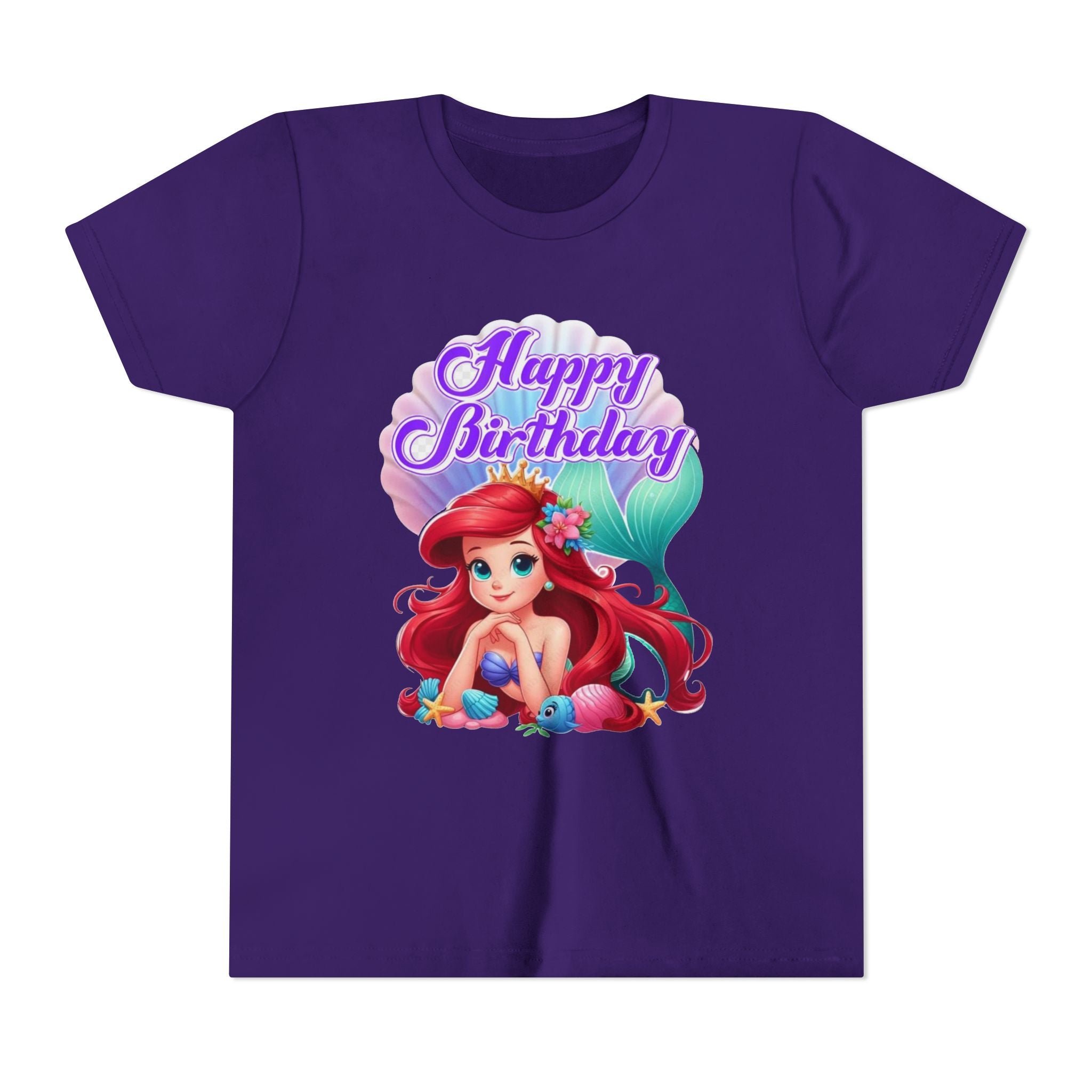 Birthday Youth Tee - Cute Mermaid "Happy Birthday" Graphic