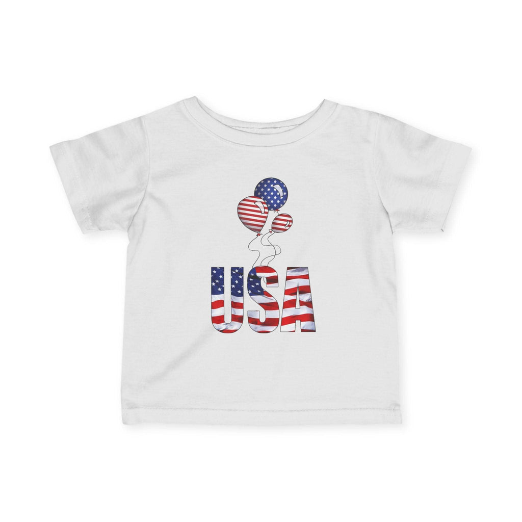 Infant Tee - USA Flag Balloons Graphic (Patriotic 4th of July Baby Shirt).