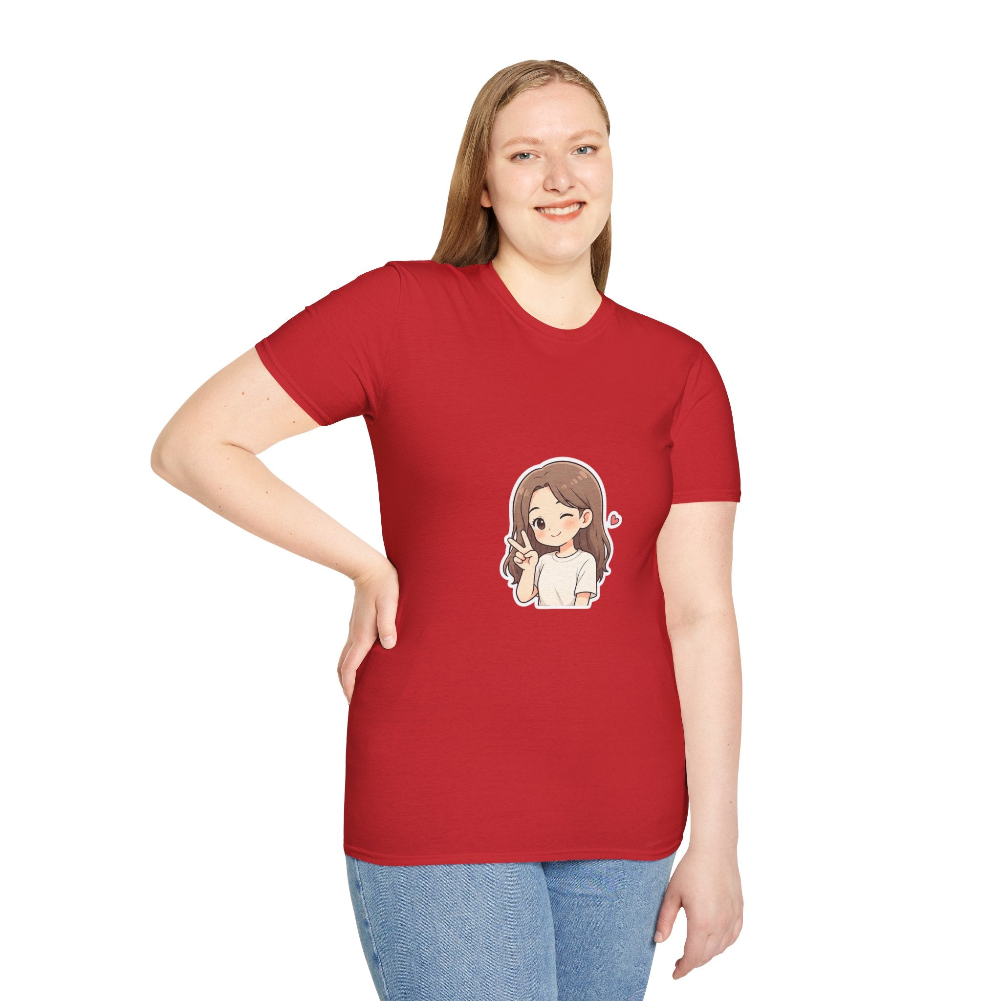Cute Winking Girl Graphic T-Shirt – Kawaii Heart Tee
