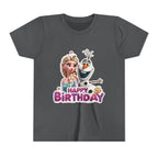 Kids' Birthday Tee - Cute Princess and Snowman "Happy Birthday" Graphic