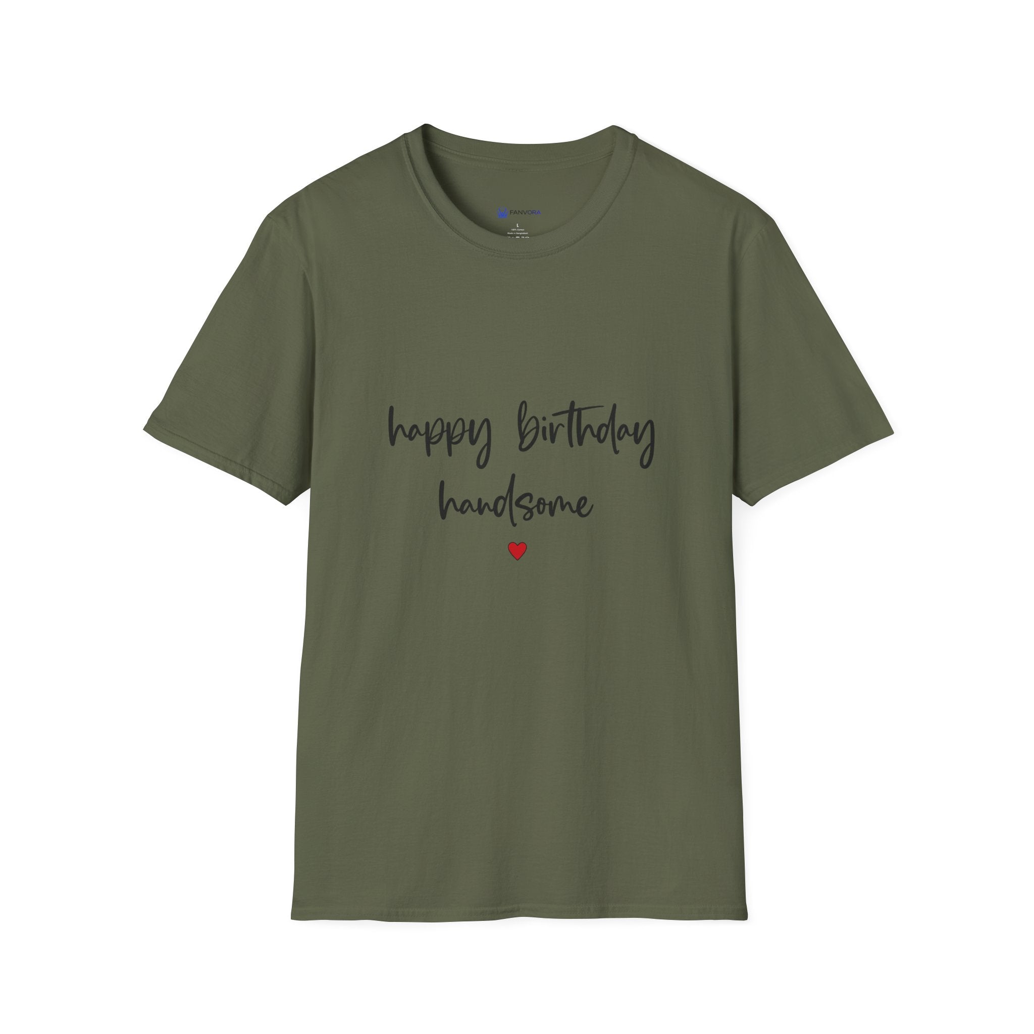 Birthday T‑Shirt — “Happy Birthday Handsome” Script Tee