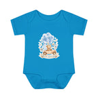 Baby Bodysuit - Blue Teddy Bear with Balloons "Happy Birthday" Infant Onesie