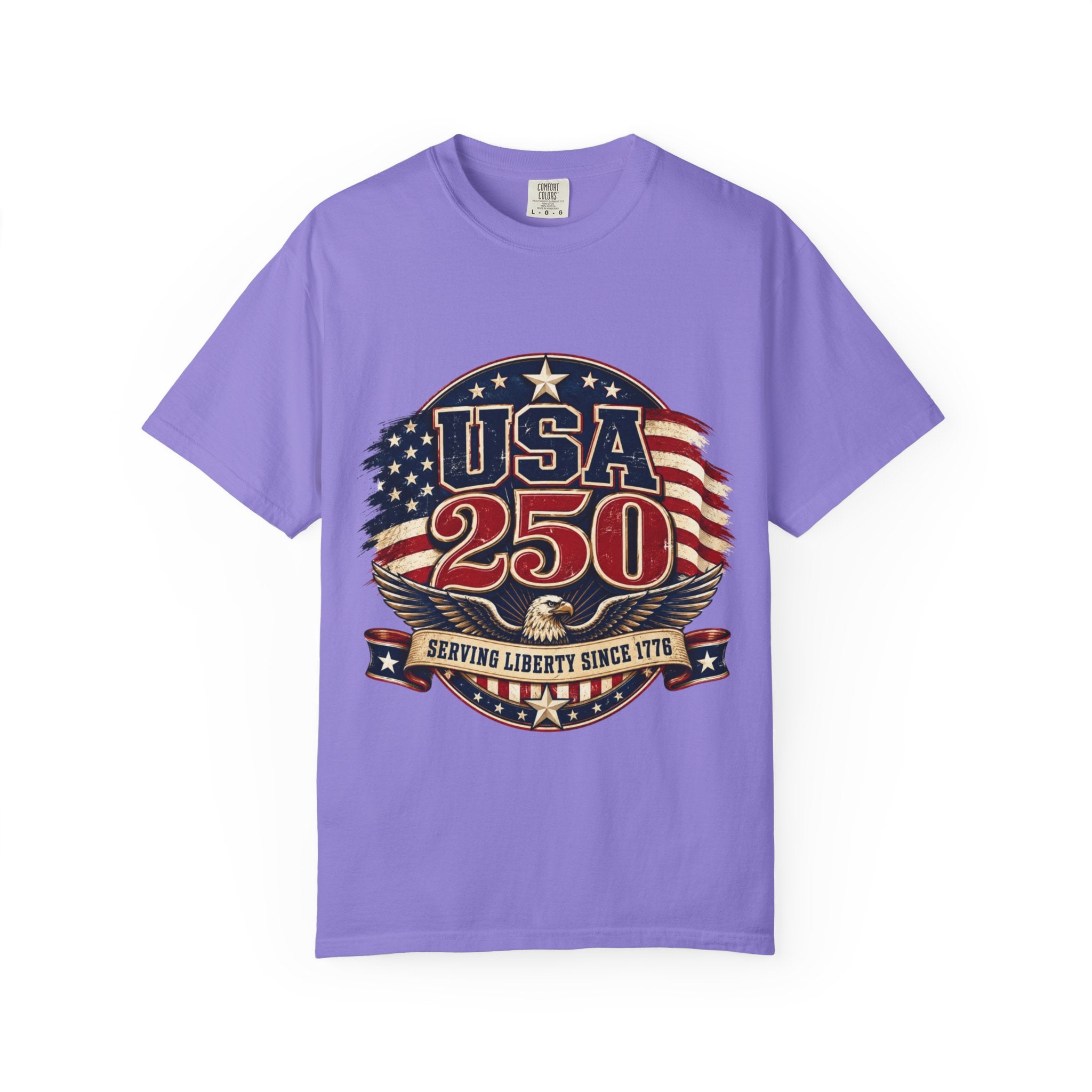 USA 250 T-Shirt — Patriotic "Serving Liberty Since 1776" Anniversary Tee