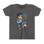 Youth Soccer Tee – Cute Cartoon Player "Ready to Score" Kids Jersey