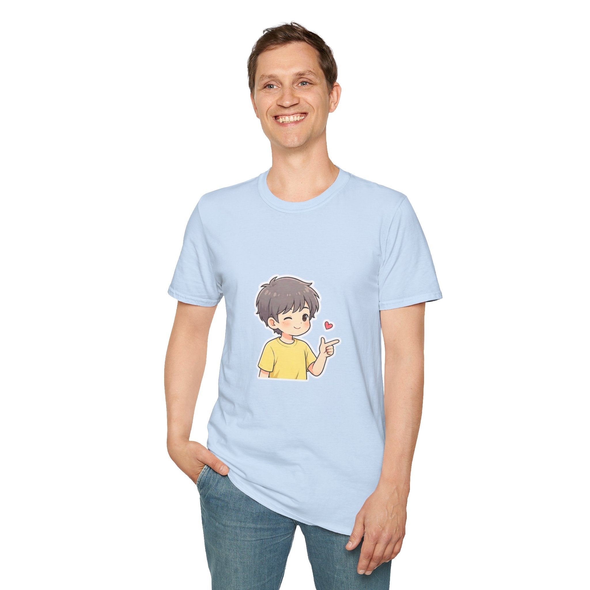 Cute Boy Cartoon Heart T-Shirt – Kawaii Cute Kid Character Tee