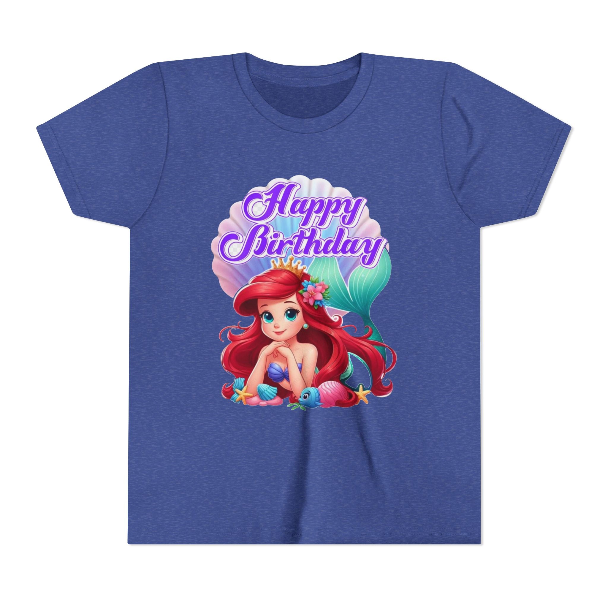 Birthday Youth Tee - Cute Mermaid "Happy Birthday" Graphic