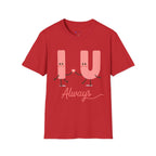 T-Shirt – Cute 'I  U Always' Kissing Letters Valentine's Tee