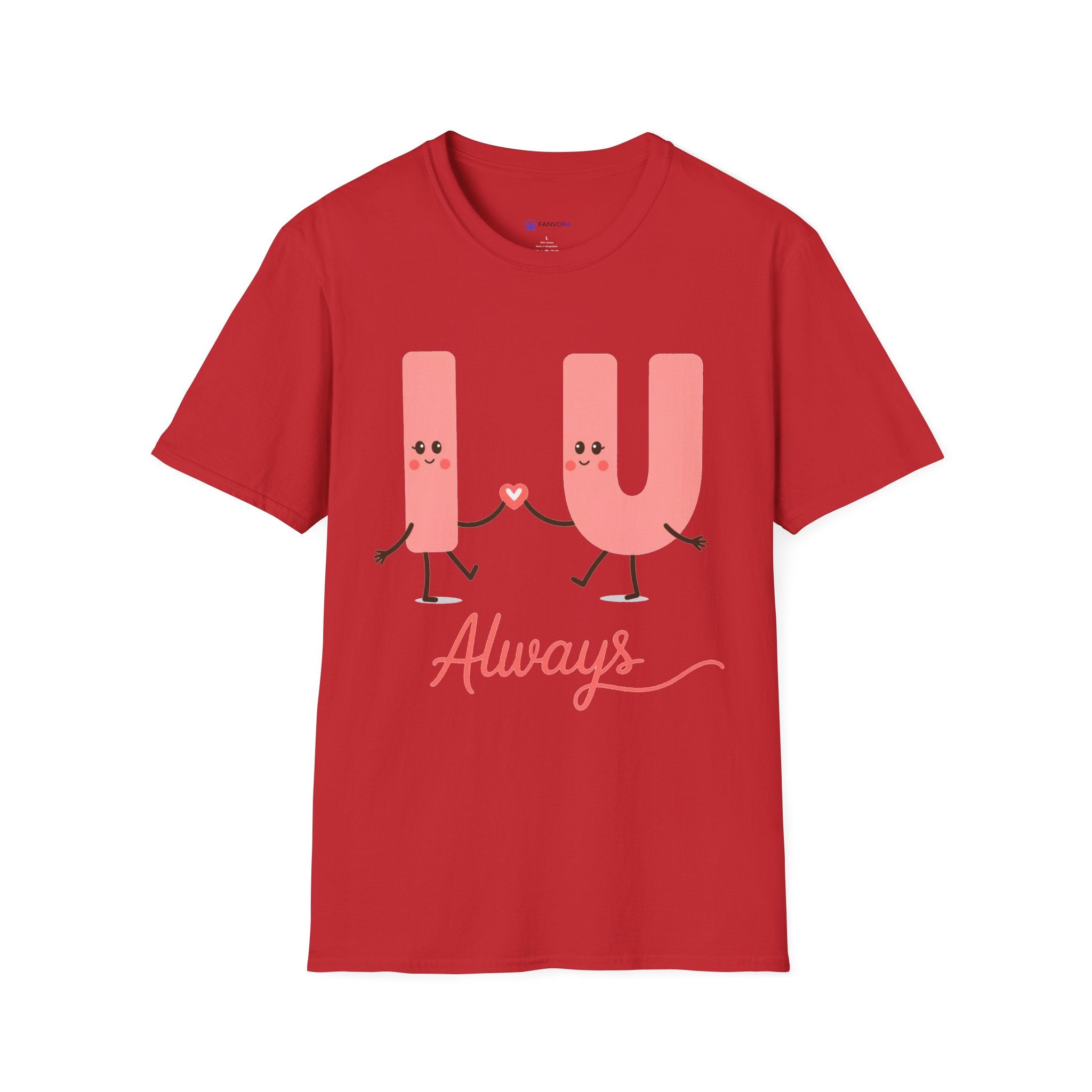 T-Shirt – Cute 'I  U Always' Kissing Letters Valentine's Tee