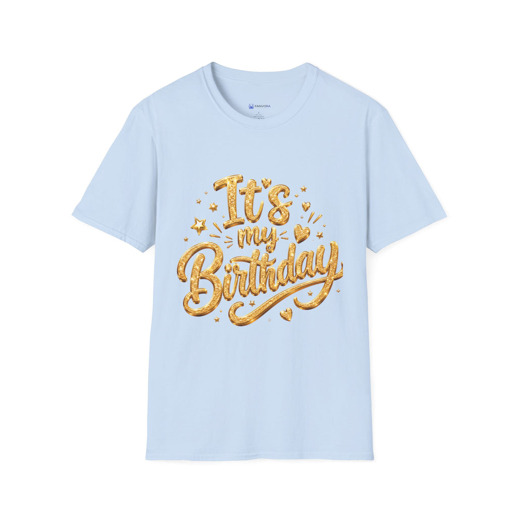 Birthday T-Shirt — "It's My Birthday" Gold Glitter Script Party Tee