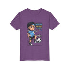 Youth Soccer Tee – Cute Cartoon Player "Ready to Score" Kids Jersey