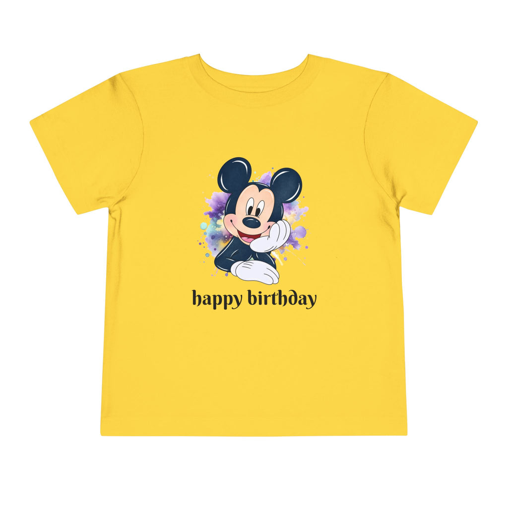 Toddler Tee — Cute Mickey "happy birthday" Birthday Shirt for Kids