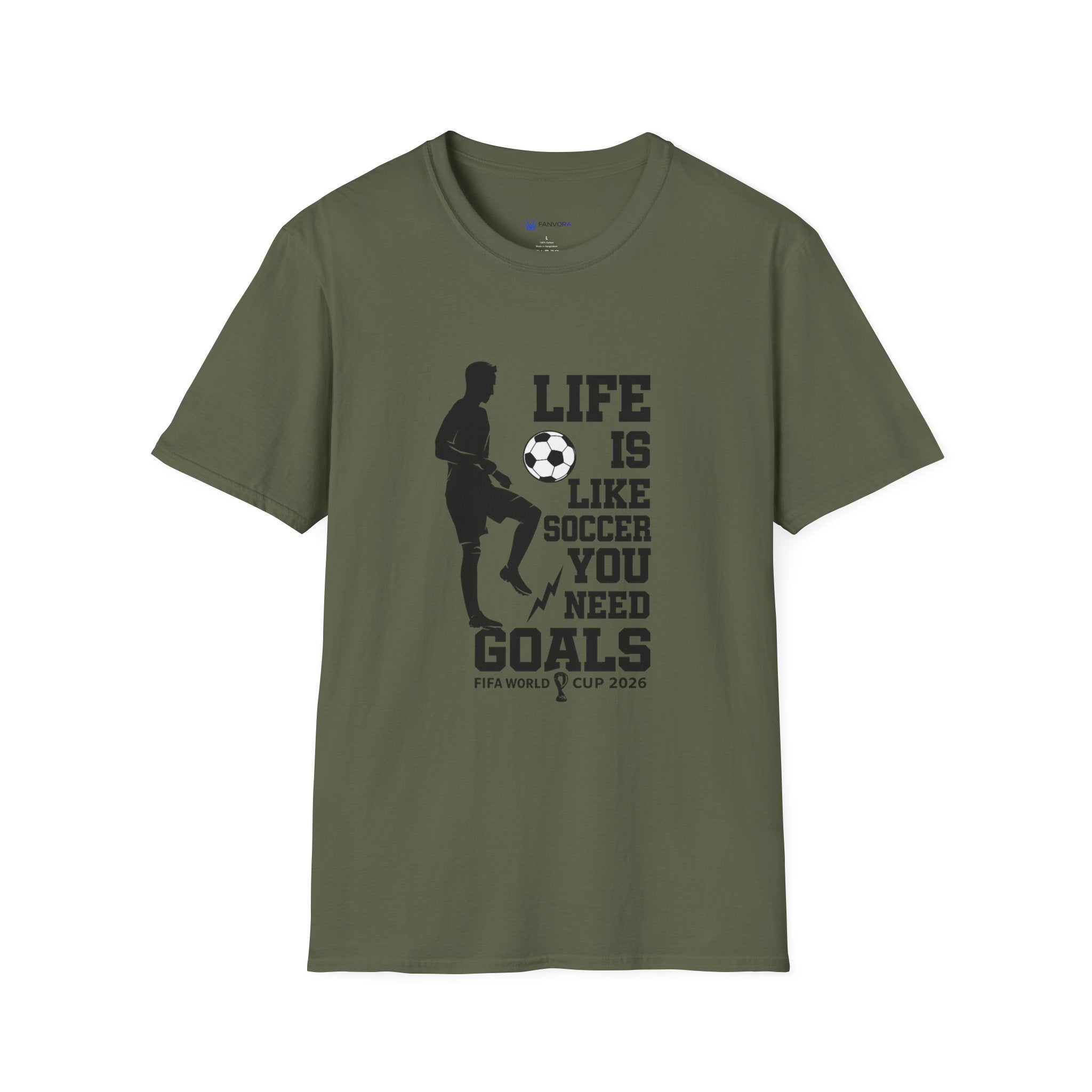 Soccer T-Shirt — "Life Is Like Soccer, You Need Goals" Athletic Tee