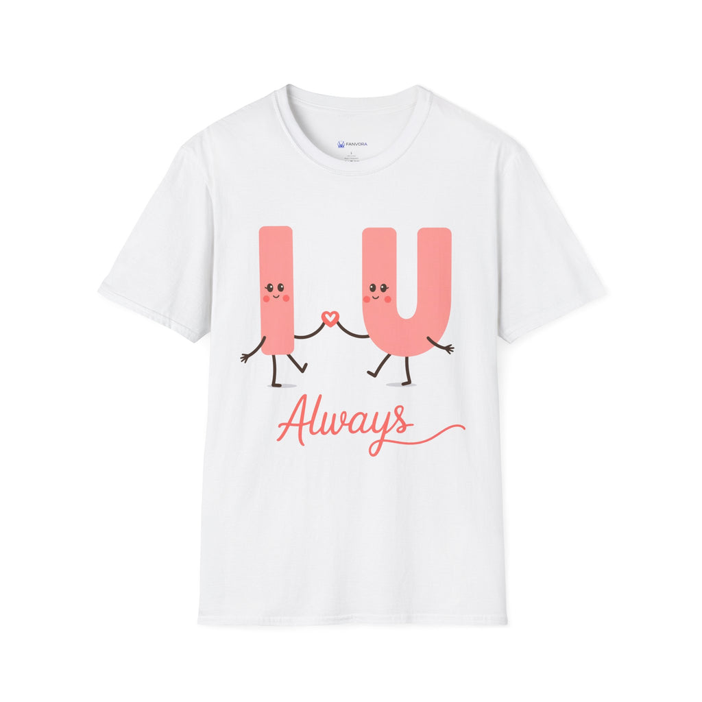 T-Shirt – Cute 'I  U Always' Kissing Letters Valentine's Tee
