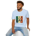 Gym Retro Blocks T‑Shirt — Vintage Fitness Silhouette Tee