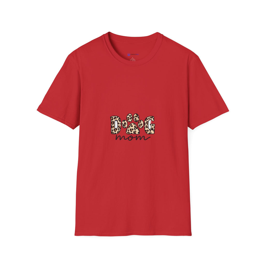Dog Mom T‑Shirt — Leopard Paw 'DOG' Graphic Tee for Pet Lovers