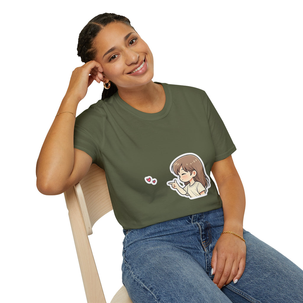Kawaii Girl Blowing Hearts T-Shirt — Cute Anime Graphic Tee