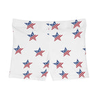 American Flag Star Women's Shorts — Patriotic Fourth of July Swim/Activewear.