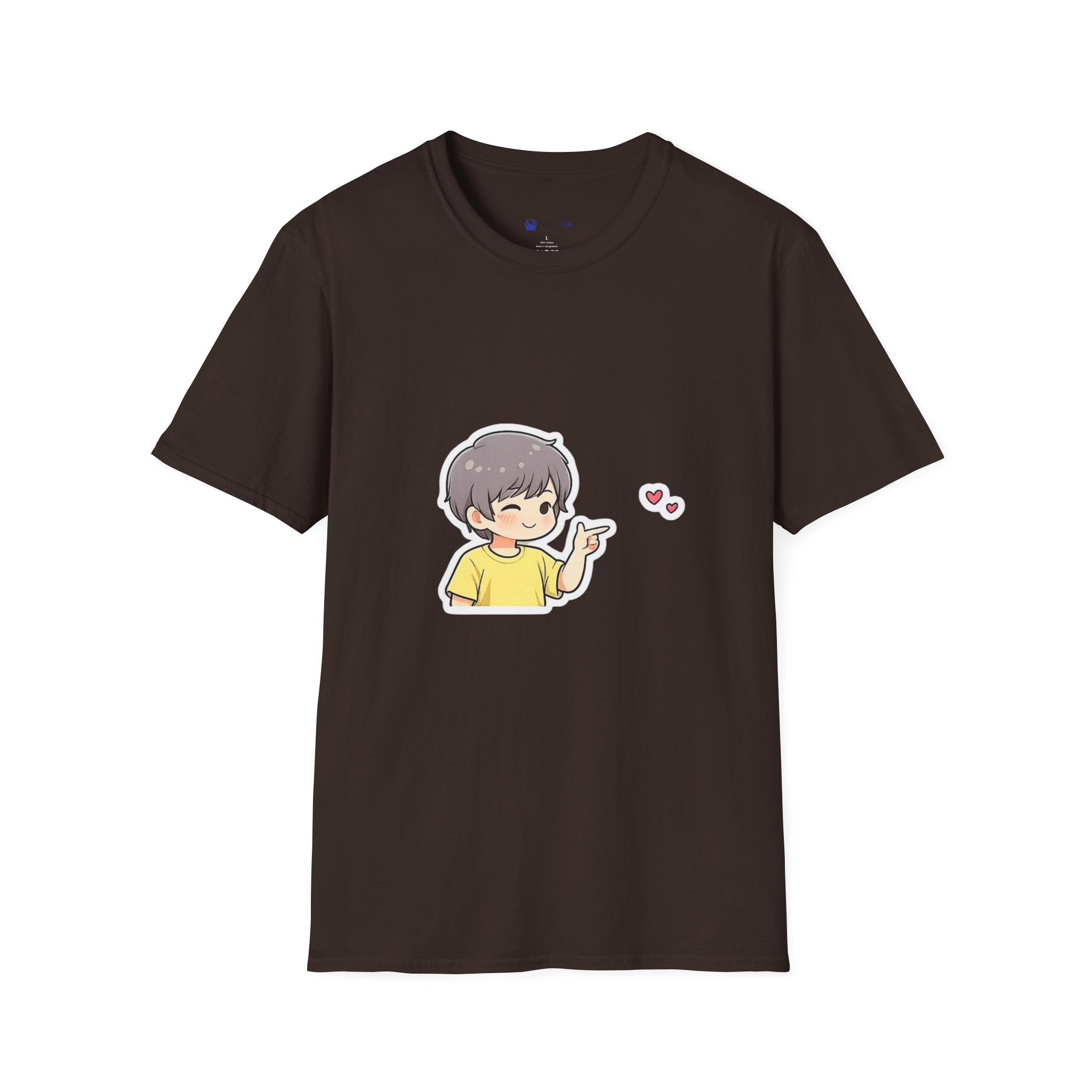 Cute Boy Waving Hearts T-Shirt — Cute Kawaii Cartoon Graphic Tee