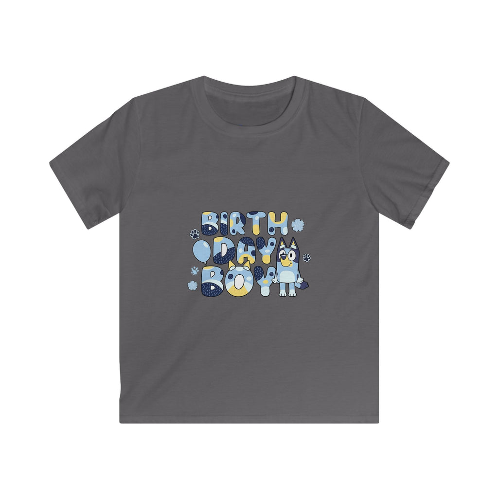 Kids Tee — Cute Blue "Birthday Boy" Bubble Letter Shirt