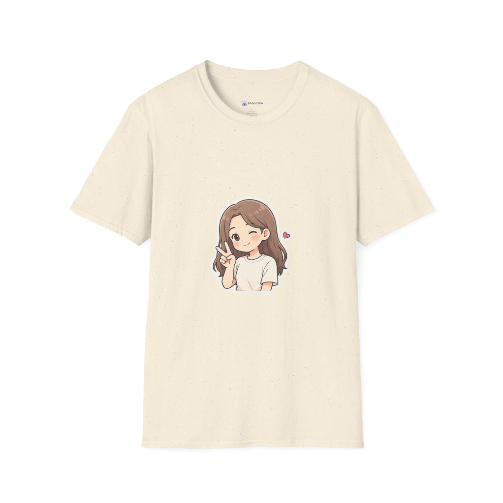 Cute Winking Girl Graphic T-Shirt – Kawaii Heart Tee