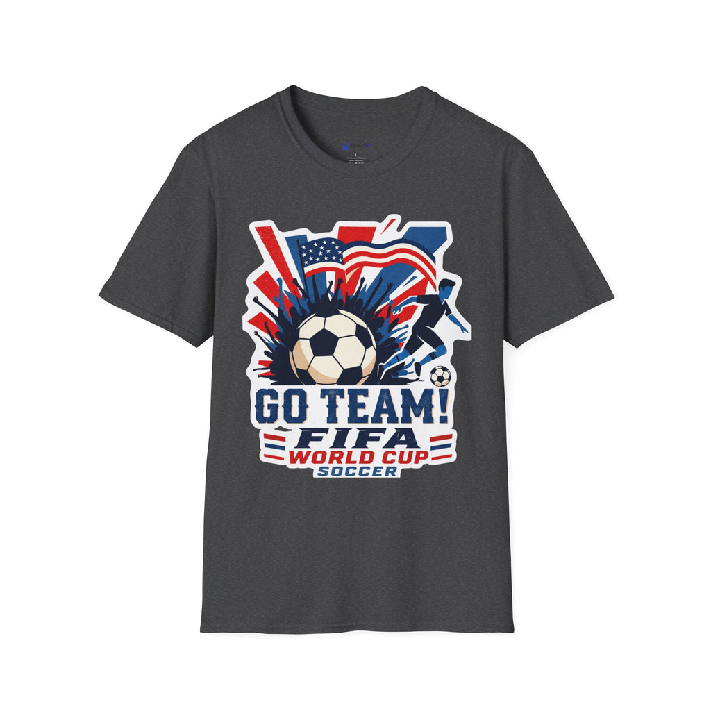 Soccer  Cup T-Shirt – "Go Team! Cup Soccer" USA Flag Design