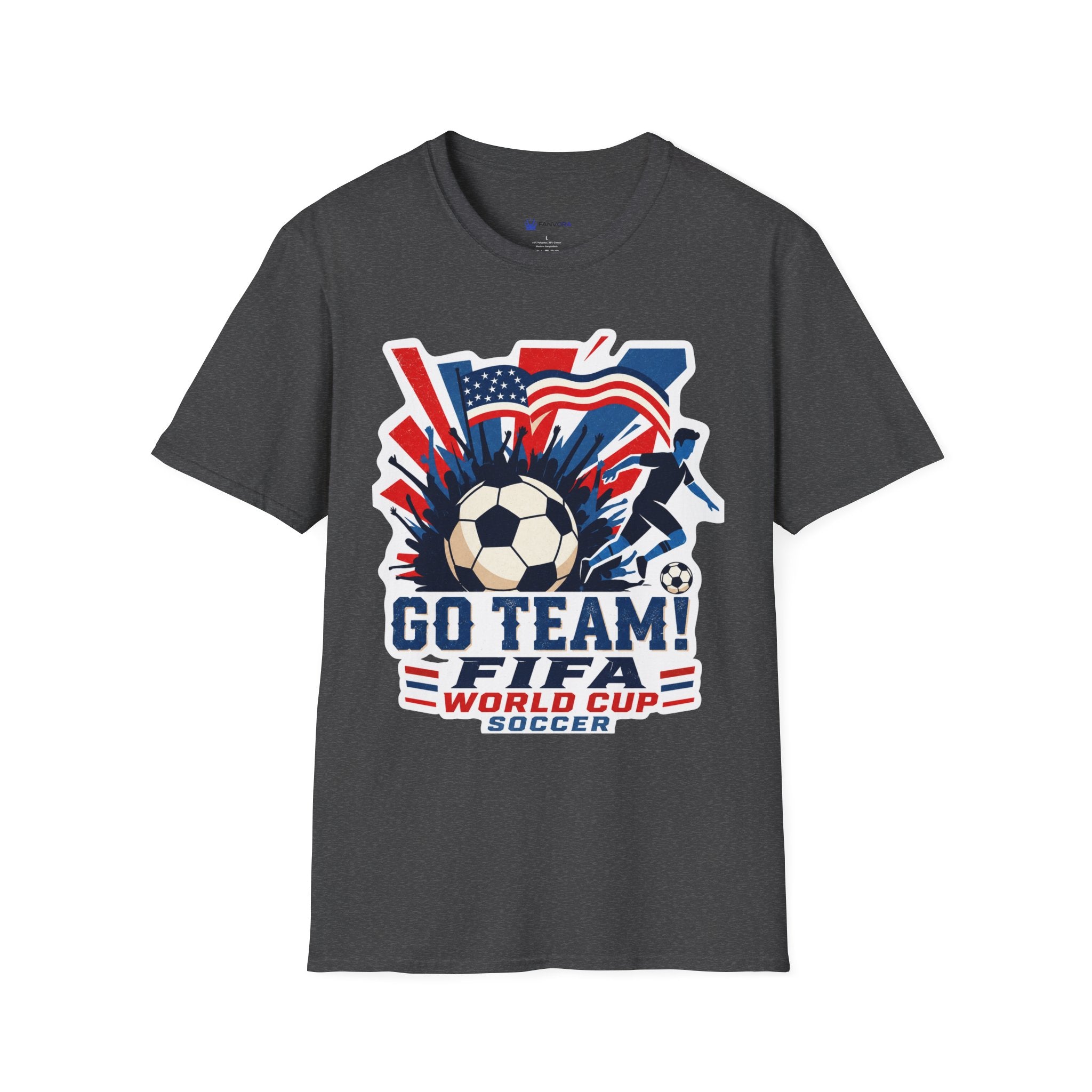 Soccer  Cup T-Shirt – "Go Team! Cup Soccer" USA Flag Design