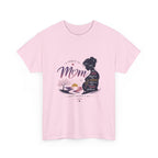 Mom Silhouette Sunset T-Shirt — "Super Mom" Graphic Tee for Mother's Day.