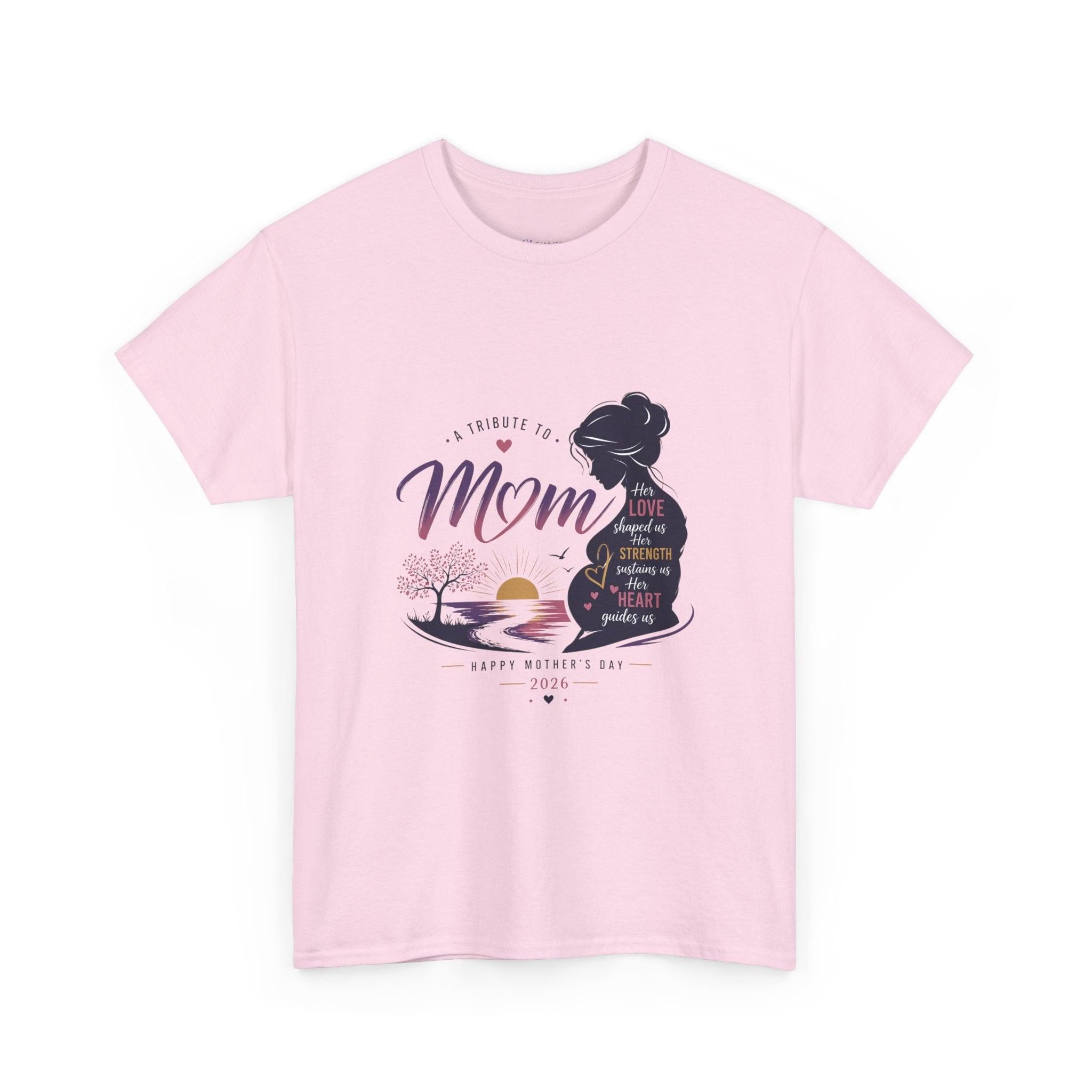 Mom Silhouette Sunset T-Shirt — "Super Mom" Graphic Tee for Mother's Day.