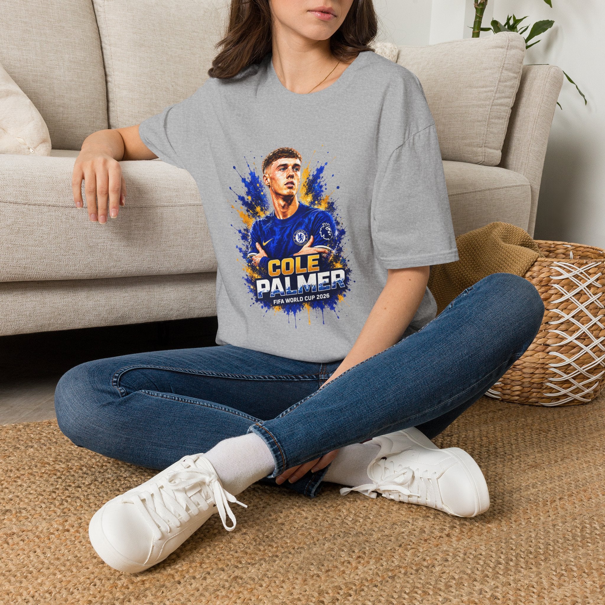 Soccer Player Graphic T-Shirt — 'England Legend' Blue Splash Design