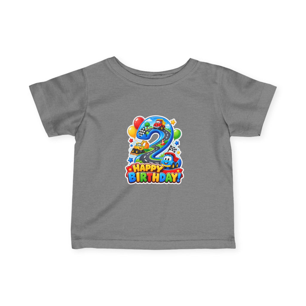 Toddler 2nd Birthday Tee – Colorful Balloon & Race Car "Happy Birthday" Shirt