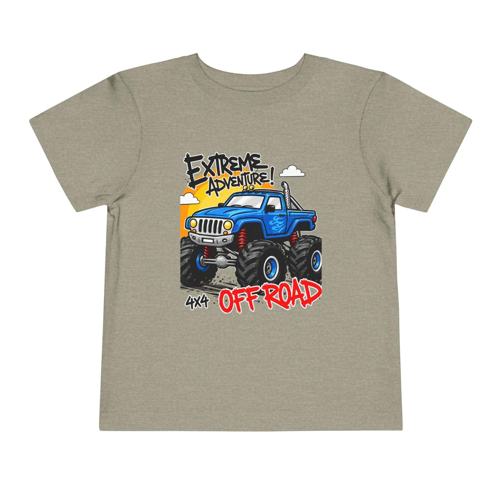 Toddler Tee - "Extreme Adventure 4x4 Off Road" Blue Monster Truck.