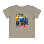 Toddler Tee - "Extreme Adventure 4x4 Off Road" Blue Monster Truck.