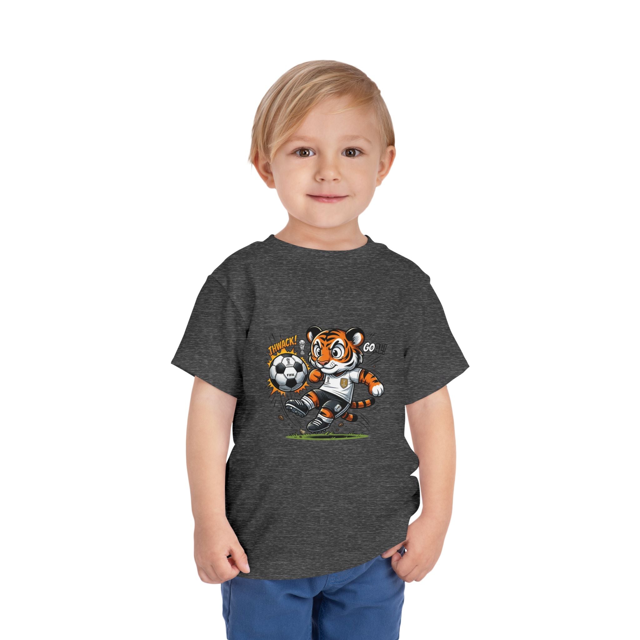 Toddler Soccer Tiger Tee — Cute Kicking Tiger Football Shirt for Kids