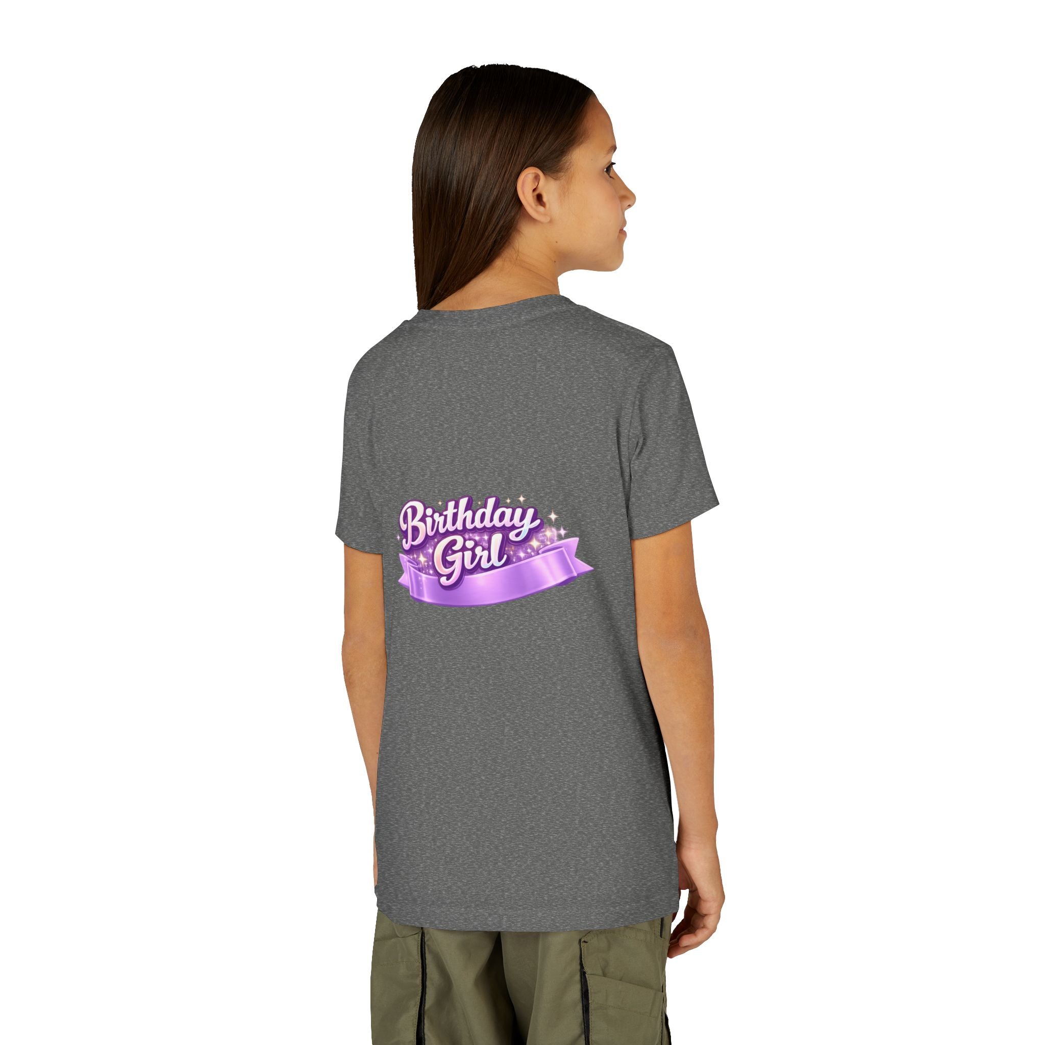 Girls' 5th Birthday Tee - 'Happy Birthday' Glitter Stars Design