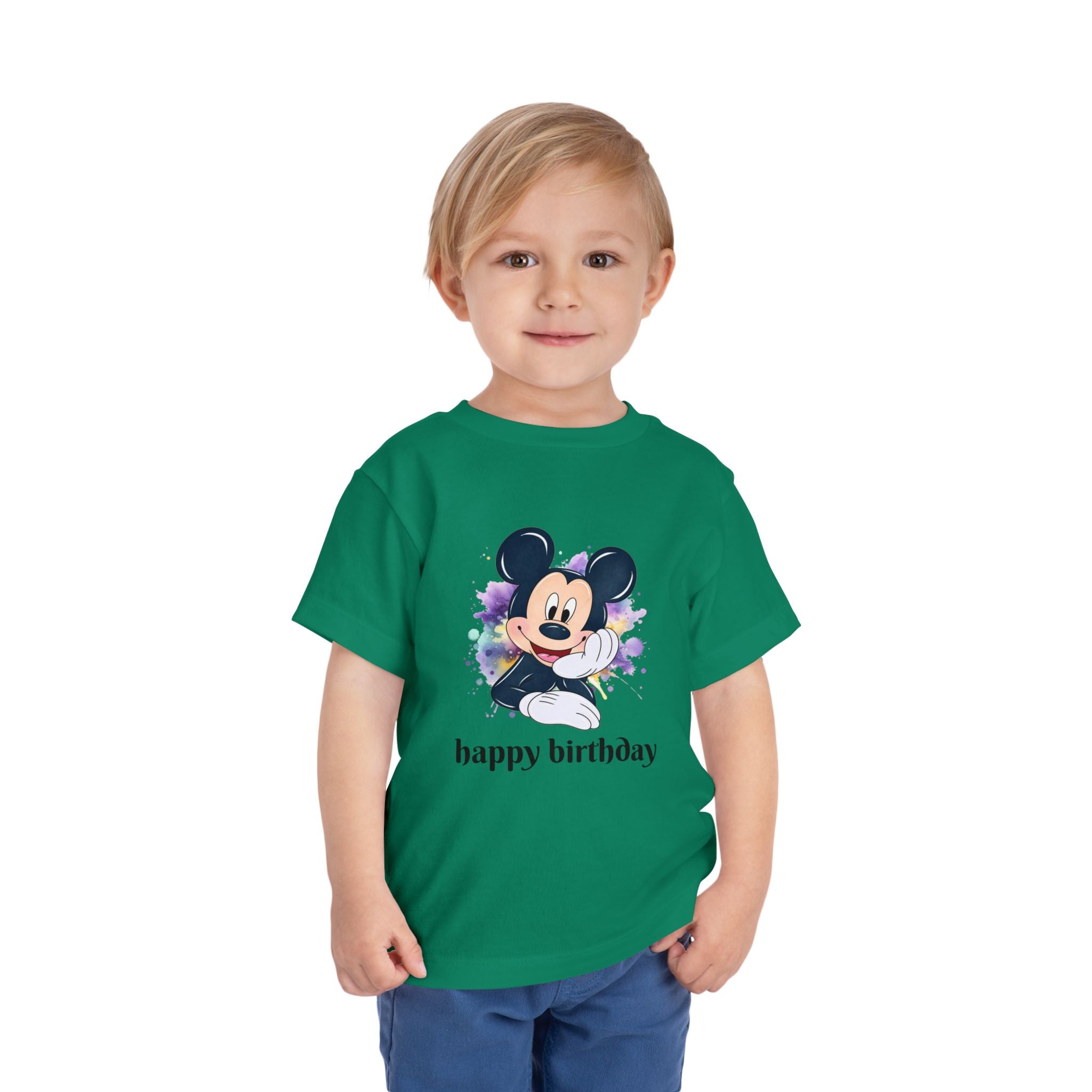 Toddler Tee — Cute Mickey "happy birthday" Birthday Shirt for Kids