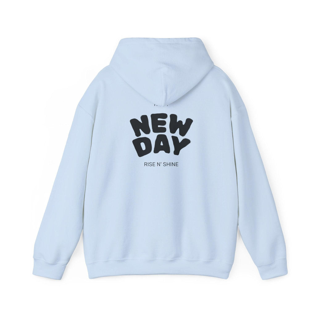 New Day Hoodie — "I'm Happy" Minimal Positive Graphic Sweatshirt.