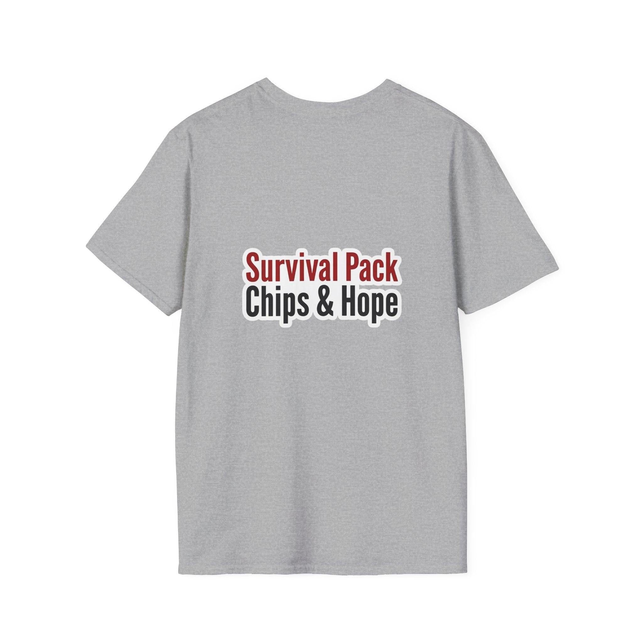 Unisex - Legends Unite Fans’ Choice World Cup T-Shirt — “Survival Pack: Chips & Hope”.