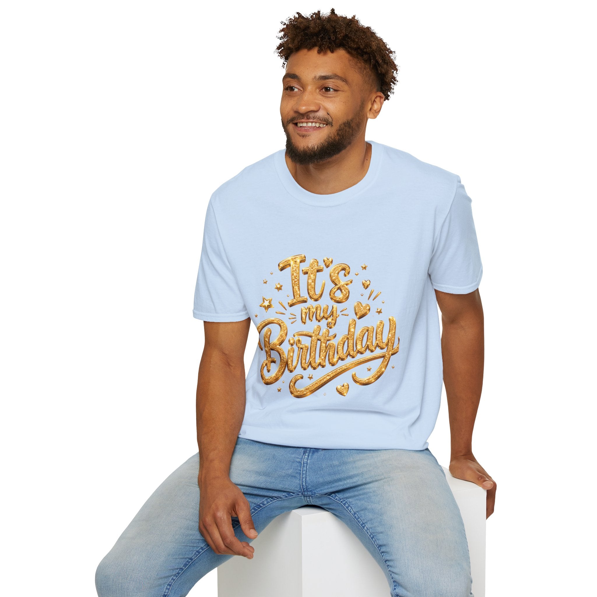 Birthday T-Shirt — "It's My Birthday" Gold Glitter Script Party Tee