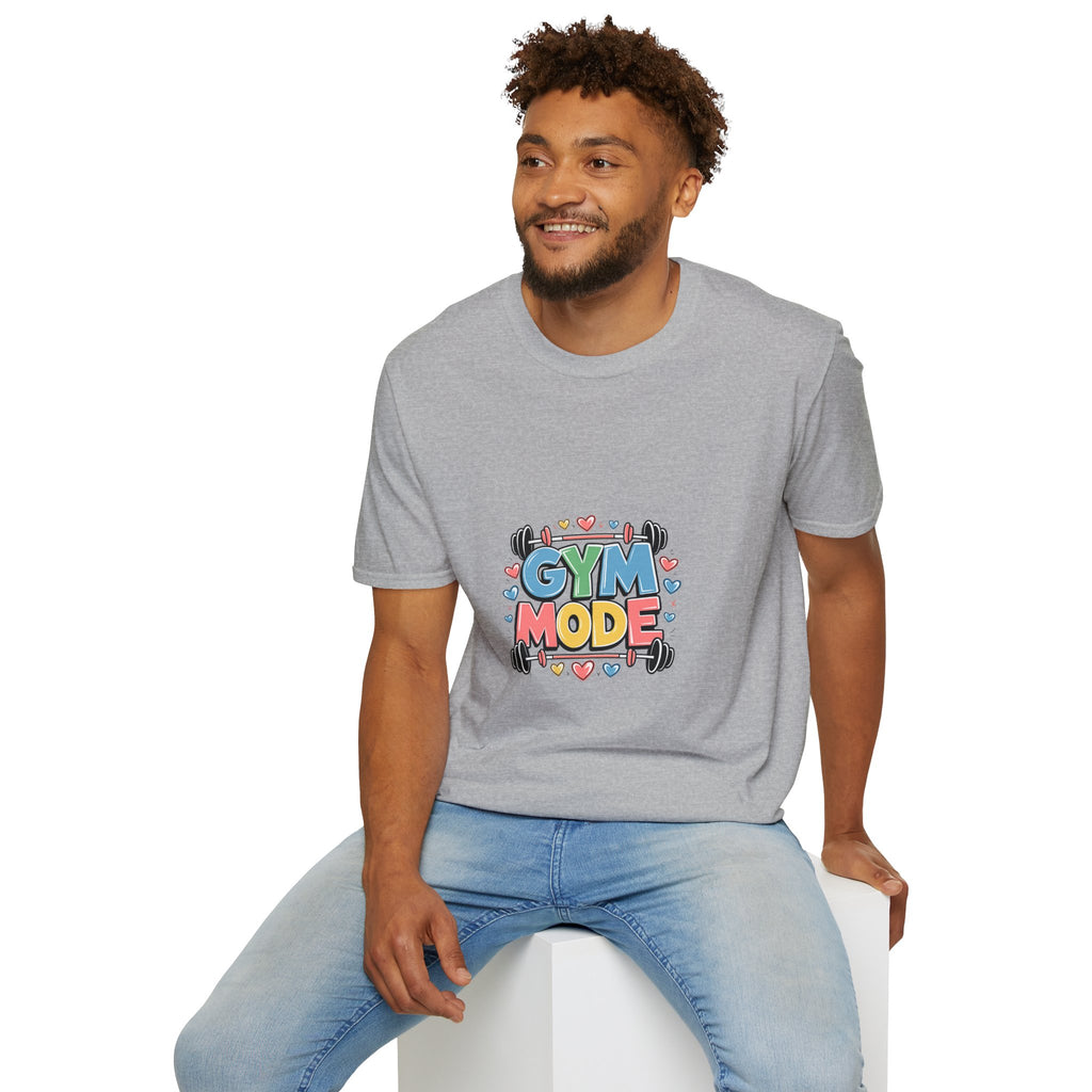 Gym Mode T-Shirt — Cute Barbell Fitness Tee for Gym Lovers